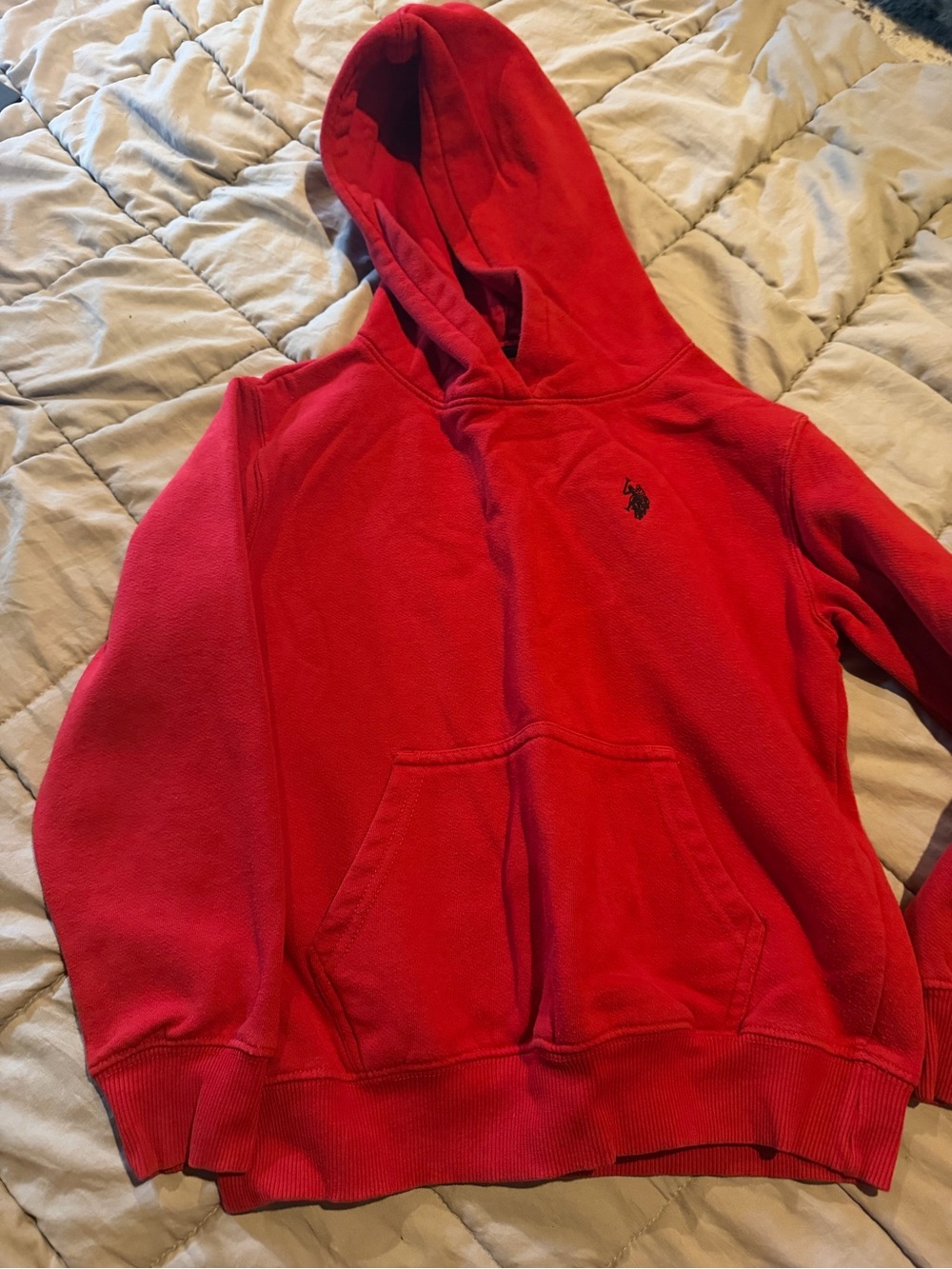 U.S. Polo Assn. Kids Red Hooded Sweatshirt with Polo Logo
